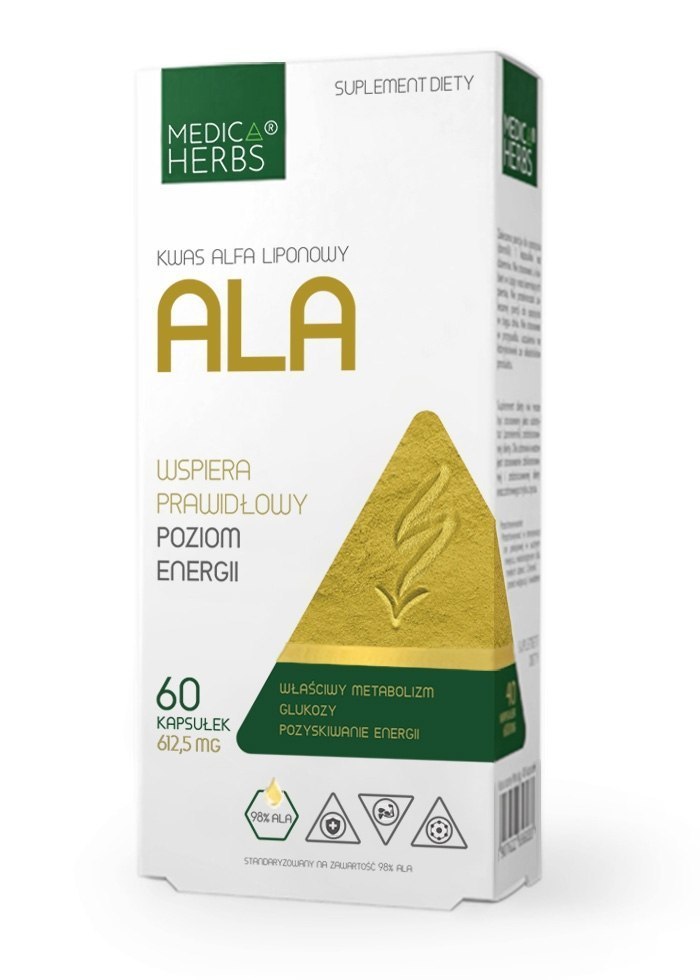 ALA 600 mg - kwas alfa liponowy, 60 kapsułek, Medica Herbs ALA 600 mg - kwas alfa liponowy, 60 kapsułek, Medica Herbs