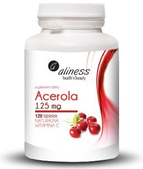 Acerola 125 mg, 120 tabletek, naturalna witamina C, Aliness