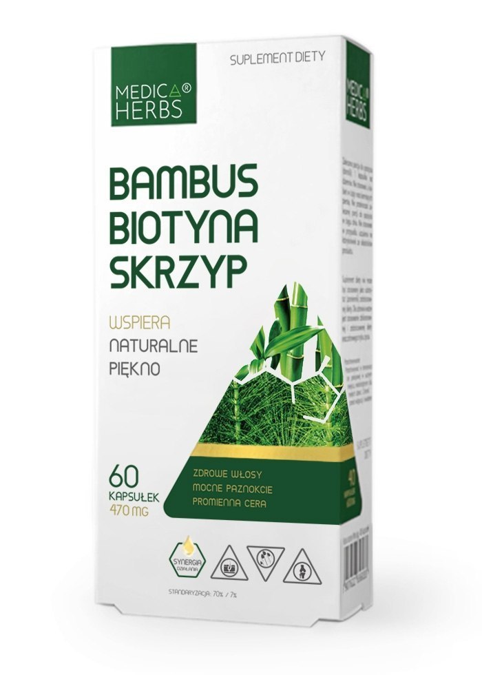 Bambus + Biotyna + Skrzyp, standaryzowany wyciąg, 60 kapsułek, Medica Herbs Bambus + Biotyna + Skrzyp, standaryzowany wyciąg, 60 kapsułek, Medica Herbs