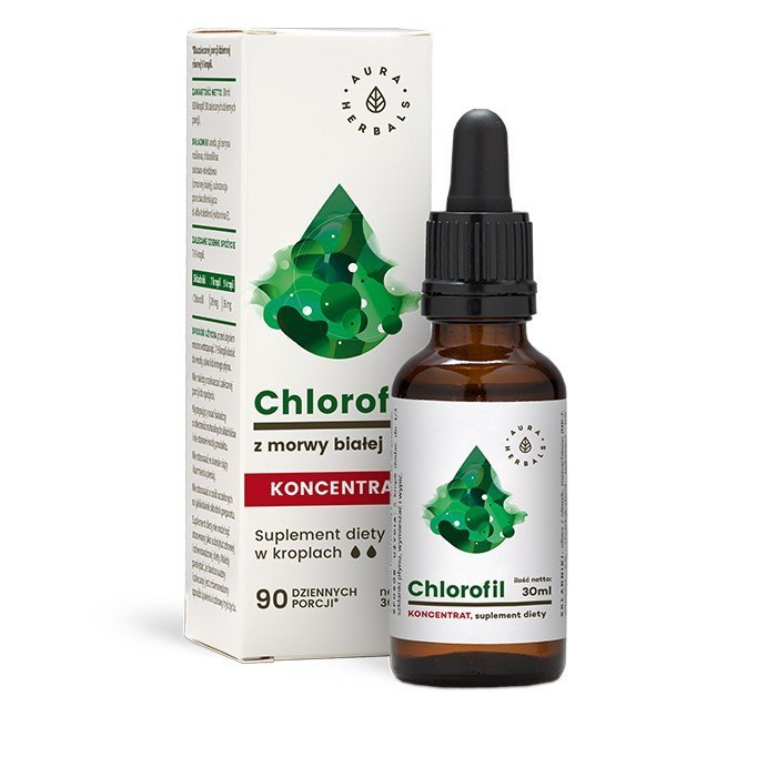 Chlorofil z morwy białej w kroplach, koncentrat, 30 ml, Aura Herbals