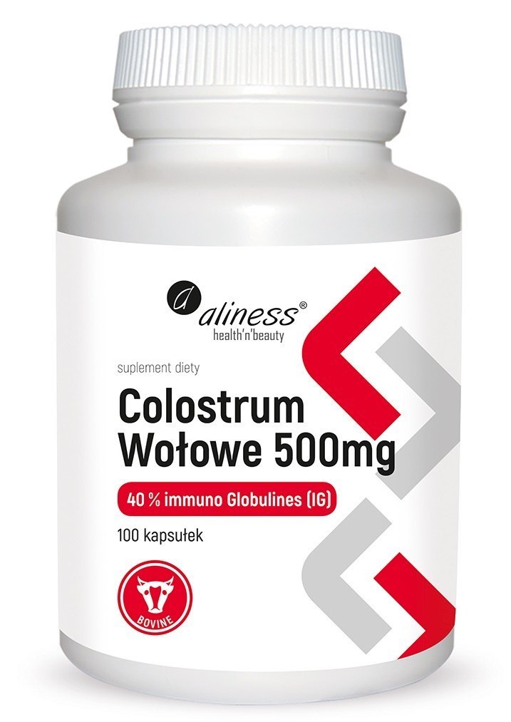 Colostrum (Kolostrum) Wołowe IG 40%, 100 kapsułek, Aliness Colostrum (Kolostrum) Wołowe IG 40%, 100 kapsułek, Aliness