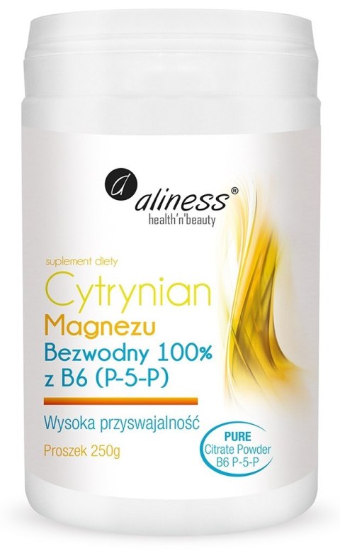 Cytrynian Magnezu w proszku z B6 (P-5-P), 250 g, Aliness