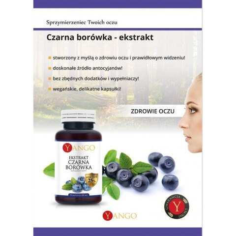Czarna borówka - ekstrakt - 25% antocyjanów - 90 kapsułek, Yango Czarna borówka - ekstrakt - 25% antocyjanów - 90 kapsułek, Yango