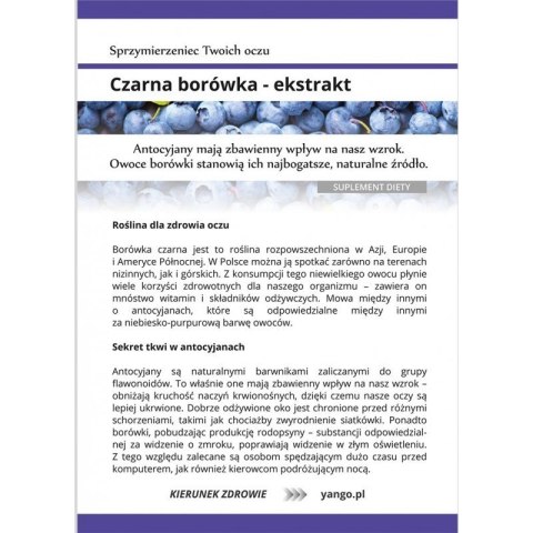 Czarna borówka - ekstrakt - 25% antocyjanów - 90 kapsułek, Yango Czarna borówka - ekstrakt - 25% antocyjanów - 90 kapsułek, Yango