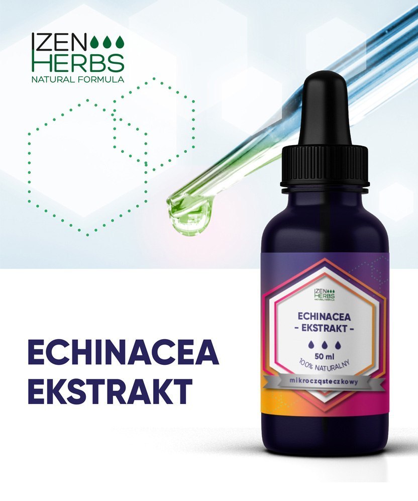 Echinacea - Jeżówka purpurowa - ekstrakt mikrocząsteczkowy, 50 ml, krople, Izen Herbs Organis Echinacea - Jeżówka purpurowa - ekstrakt mikrocząsteczkowy, 50 ml, krople, Izen Herbs Organis