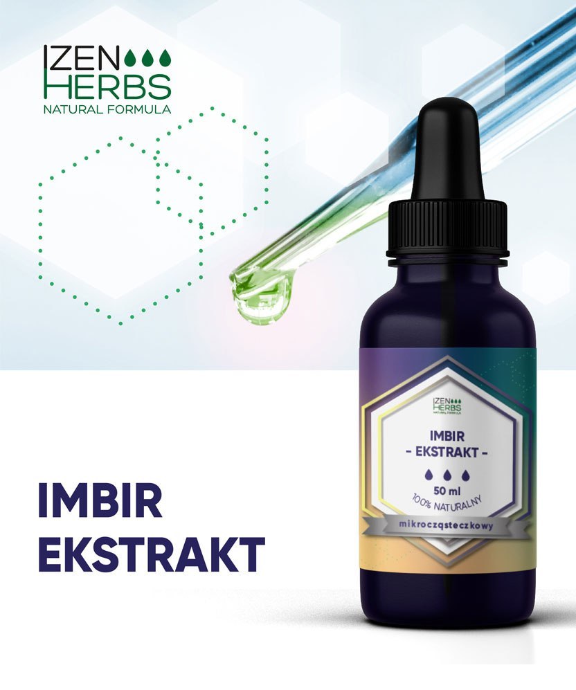 Imbir - ekstrakt mikrocząsteczkowy, 50 ml, krople, Izen Herbs Organis