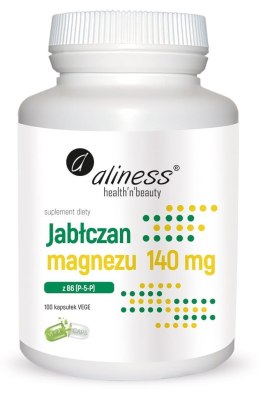 Jabłczan magnezu 140 mg z B6 (P-5-P), 100 kapsułek wege, Aliness