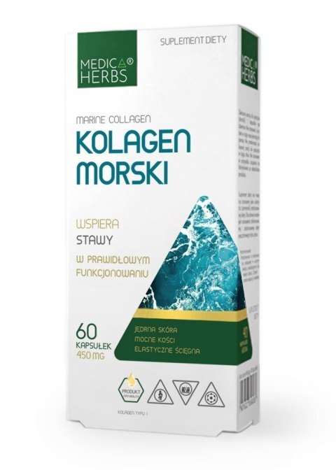 Kolagen morski typu 1 (Marine collagen), 450 mg, 60 kapsułek, Medica Herbs