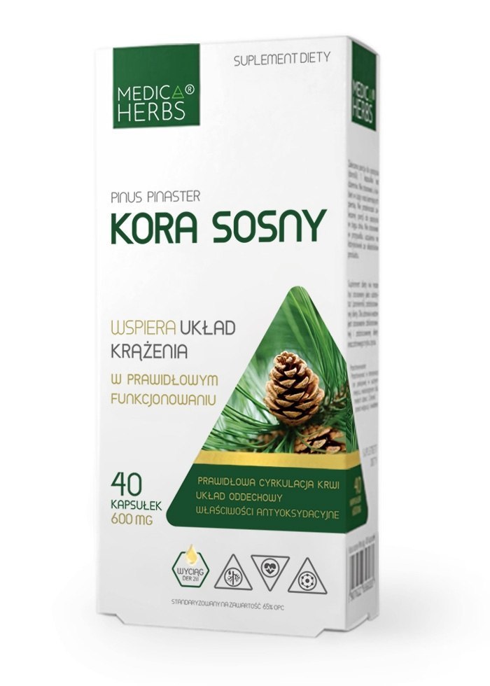 Kora sosny 600 mg, silny wyciąg OPC, 40 kapsułek, Medica Herbs Kora sosny 600 mg, silny wyciąg OPC, 40 kapsułek, Medica Herbs
