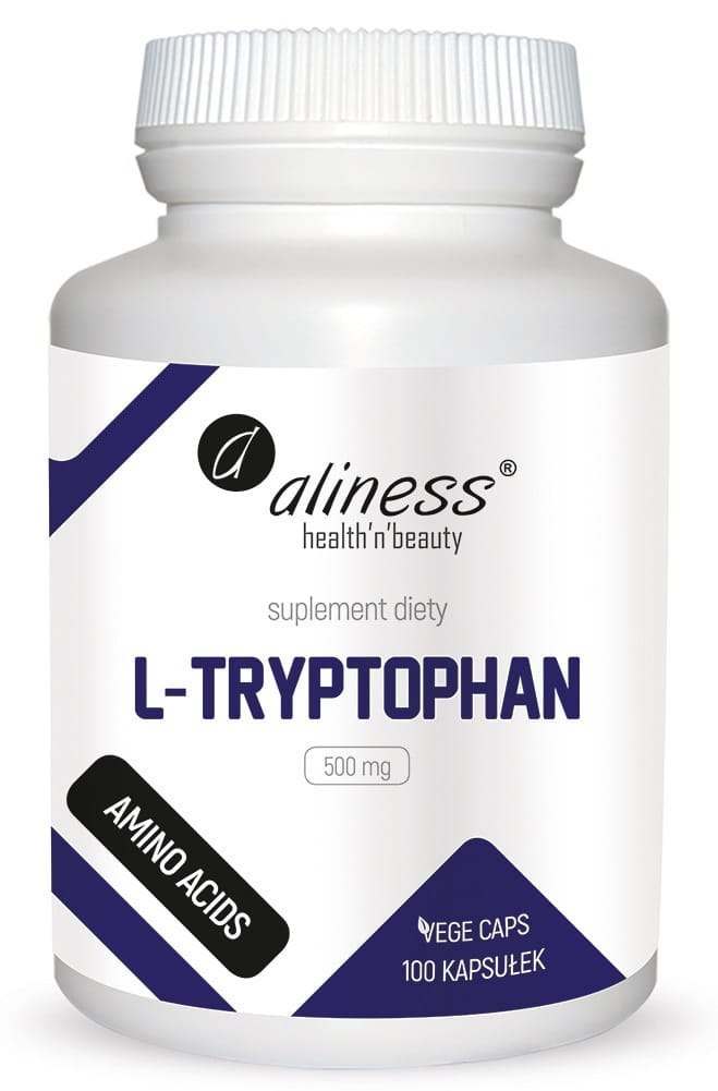 L-Tryptophan (L-tryptofan), 500 mg, 100 kapsułek wege, Aliness