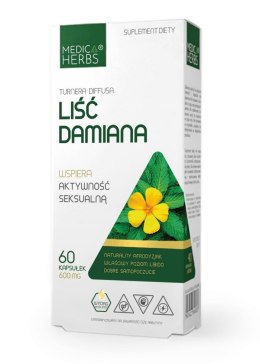 Liść Damiana 600 mg, Turnera diffusa, 60 kapsułek, Medica Herbs