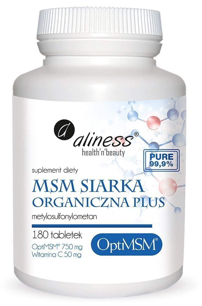 MSM siarka organiczna, 180 tabletek wege, Aliness MSM siarka organiczna, 180 tabletek wege, Aliness