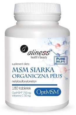 MSM siarka organiczna, 180 tabletek wege, Aliness