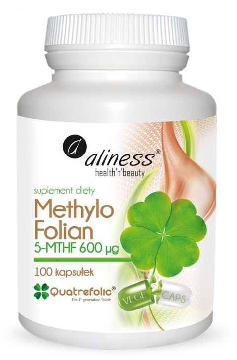 Kwas foliowy - Methylofolian 5-MTHF, 100 kaps vege, Aliness