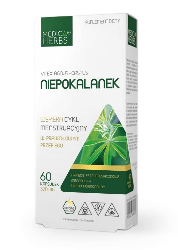 Niepokalanek 400 mg, Czerwona Koniczyna, Dong Quai, 60 kapsułek, Medica Herbs Niepokalanek 400 mg, Czerwona Koniczyna, Dong Quai, 60 kapsułek, Medica Herbs