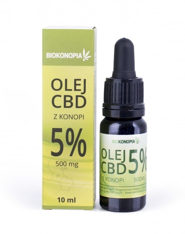 Olej CBD z konopi 5%, 500 mg, 10 ml, BioKonopia Olej CBD z konopi 5%, 500 mg, 10 ml, BioKonopia