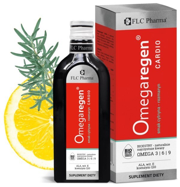 OmegaRegen Cardio (Omega 3 + koenzym Q10 i witamina E), cytryna-rozmaryn, 250 ml OmegaRegen Cardio (Omega 3 + koenzym Q10 i witamina E), cytryna-rozmaryn, 250 ml