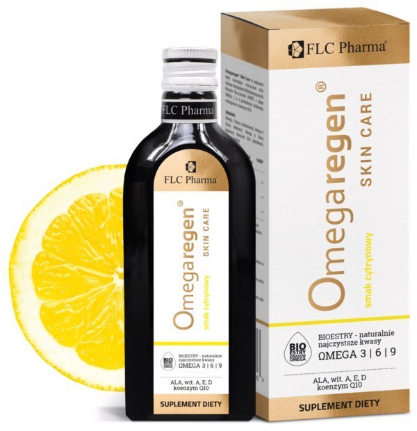 OmegaRegen Skin Care (Omega 3 + wit. A, E, D + koenzym Q10 w płynie), cytrynowy, 250 ml OmegaRegen Skin Care (Omega 3 + wit. A, E, D + koenzym Q10 w płynie), cytrynowy, 250 ml