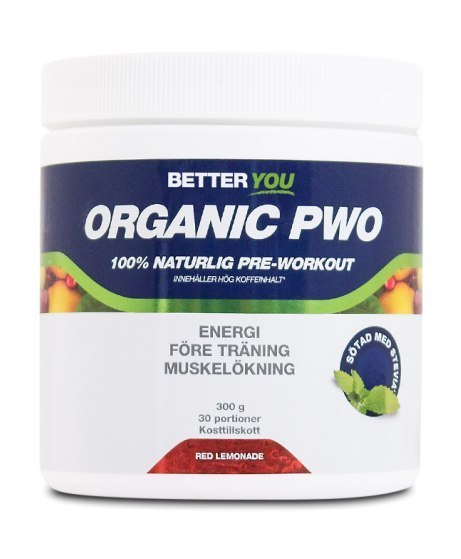 Organic PWO, naturalna przedtreningówka, 300 g, malina limonka, Better You