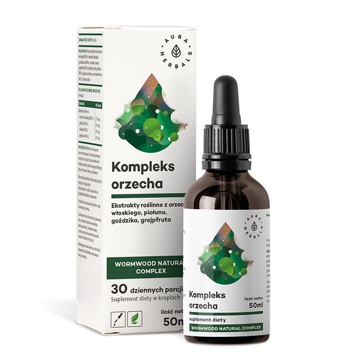 Orzech kompleks - Wormwood natural complex - krople, 50 ml, Aura Herbals Orzech kompleks - Wormwood natural complex - krople, 50 ml, Aura Herbals