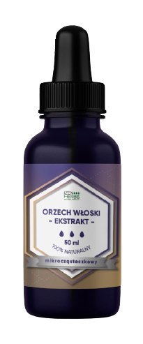 Orzech włoski - ekstrakt mikrocząsteczkowy, 50 ml, krople, Izen Herbs Organis Orzech włoski - ekstrakt mikrocząsteczkowy, 50 ml, krople, Izen Herbs Organis