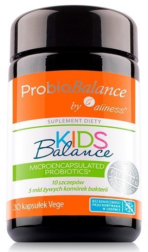 Probiotyk, ProbioBalance KIDS, 5 mld żywych bakterii, 30 kapsułek wege, Aliness Probiotyk, ProbioBalance KIDS, 5 mld żywych bakterii, 30 kapsułek wege, Aliness