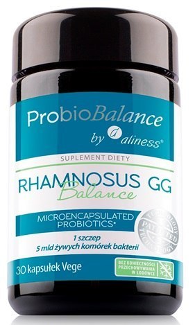 Probiotyk, ProbioBalance Rhamnosus GG, 5 mld żywych bakterii, 30 kapsułek wege, Aliness
