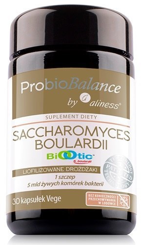 Probiotyk, ProbioBalance Saccharomyces Boulardii, 5 mld żywych bakterii / 250 mg, 30 kapsułek wege, Aliness Probiotyk, ProbioBalance Saccharomyces Boulardii, 5 mld żywych bakterii / 250 mg, 30 kapsułek wege, Aliness