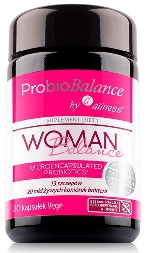 Probiotyk, ProbioBalance WOMAN, 20 mld żywych bakterii, 30 kapsułek wege, Aliness Probiotyk, ProbioBalance WOMAN, 20 mld żywych bakterii, 30 kapsułek wege, Aliness