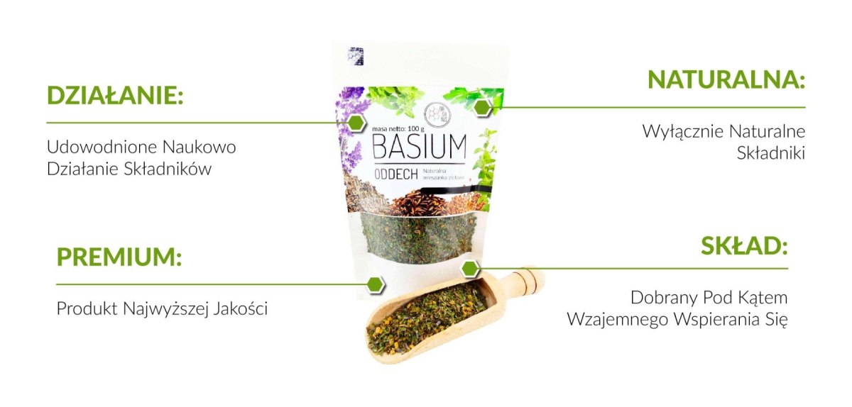 Świeży Oddech - Basium - mieszanka ziół leczniczych, 120 g, Organis