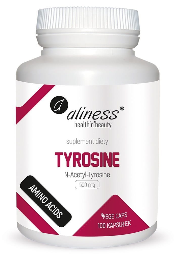 Tyrosine 500 mg, Tyrozyna, 100 kapsułek wege, Aliness Tyrosine 500 mg, Tyrozyna, 100 kapsułek wege, Aliness