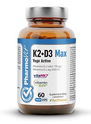 Witamina K2 + D3 Max Vege Active, 60 kapsułek, Pharmovit Witamina K2 + D3 Max Vege Active, 60 kapsułek, Pharmovit