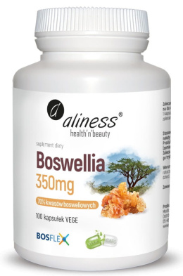 Boswellia 350 mg (70% kwasów bosweliowych), kadzidłowiec, 100 kapsułek wege, Aliness