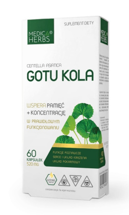 Gotu Kola, ekstrakt standaryzowany, 60 kapsułek, Medica Herbs