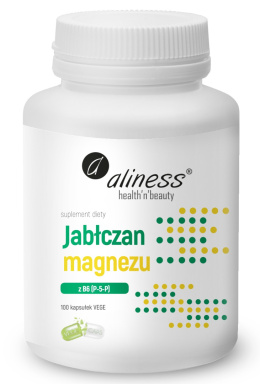 Jabłczan magnezu 100 mg z B6 (P-5-P), 100 kapsułek wege, Aliness