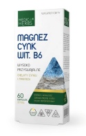 Magnez Cynk Wit. B6, wysoko przyswajalne chelaty cynku i magnezu, 60 kapsułek, Medica Herbs