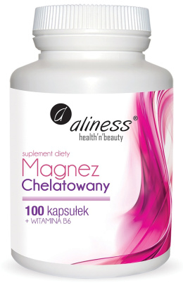 Magnez chelatowany + witamina B6, 100 kapsułek, Aliness