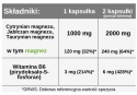 Magnez organiczny TRIO 120 mg z B6: cytrynian, jabłczan, taurynian, 100 kapsułek wege, Aliness