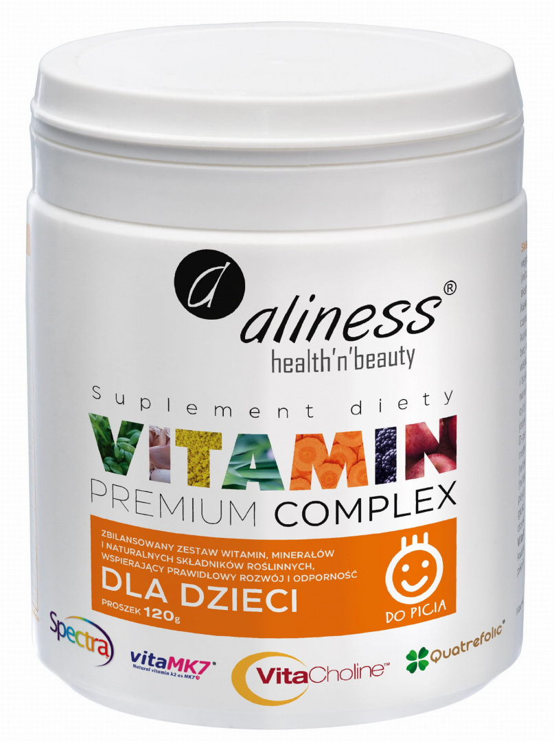 Multiwitamina dla dzieci w proszku (Premium Vitamin Complex), 120 g, Aliness