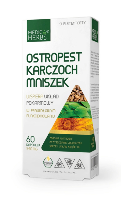 Ostropest Karczoch Mniszek, 60 kapsułek, Medica Herbs