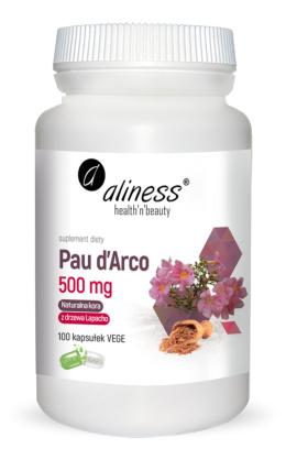 Pau d’Arco (sproszkowana kora Lapacho) 500mg, 100 kapsułek wege, Aliness