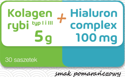 ProSkin KOLAGEN rybi 5 g + HIALURON 100 mg, 30 saszetek, smak pomarańczowy, Aliness ProSkin KOLAGEN rybi 5 g + HIALURON 100 mg, 30 saszetek, smak pomarańczowy, Aliness