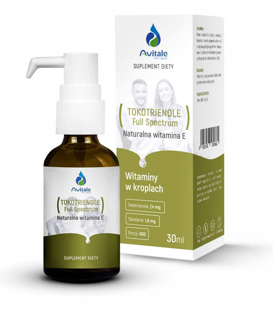 Tokotrienole, Naturalna witamina E, krople 30 ml, Avitale Aliness Tokotrienole, Naturalna witamina E, krople 30 ml, Avitale Aliness