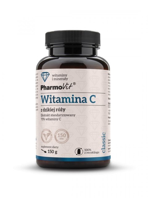 Witamina C z dzikiej róży w proszku, standaryzowany 70% witaminy C, 150 g, Pharmovit Witamina C z dzikiej róży w proszku, standaryzowany 70% witaminy C, 150 g, Pharmovit